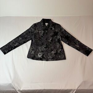 Chicos Floral Black Jacket Blazer Womens Size 1 Small